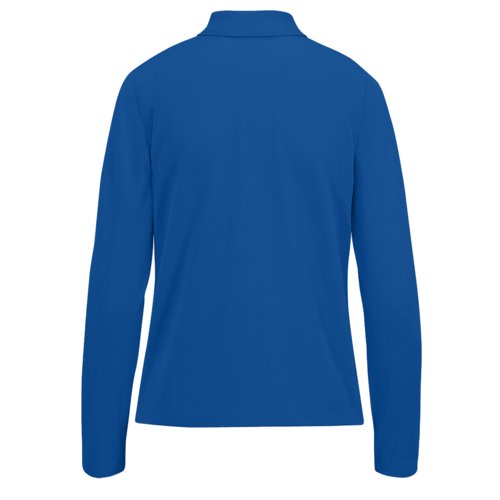 Royal blue cotton polo shirt for women with long sleeves.