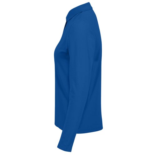 Royal blue cotton long sleeve polo shirt for women.