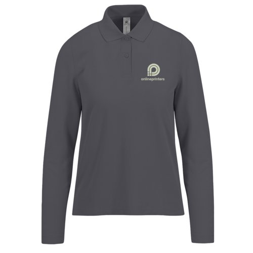 Gray Women's Polo Shirt with Long Sleeves.