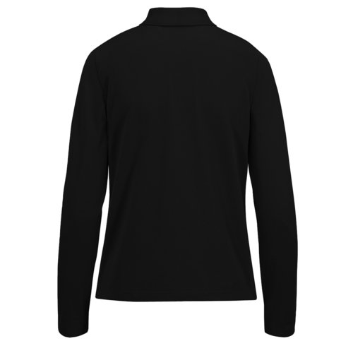 Black cotton polo shirt for women with long sleeves.