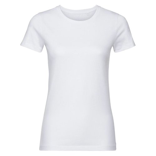 White women's T-shirt in organic cotton with short sleeves.