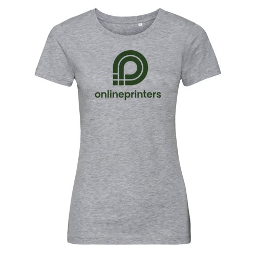 Gray cotton T-shirt for women with short sleeves.