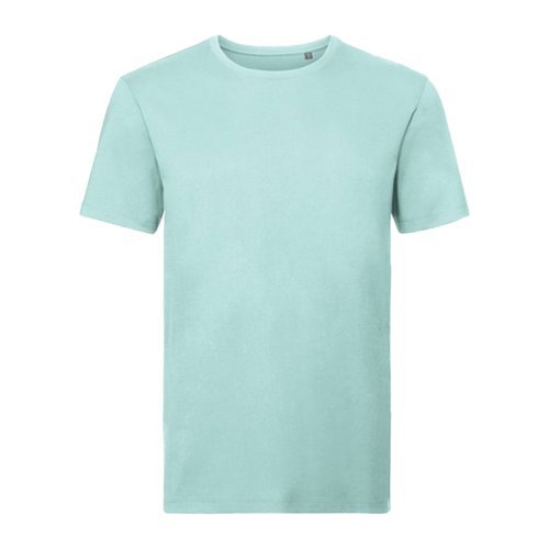 Aquamarine organic cotton men's t-shirt with short sleeves.