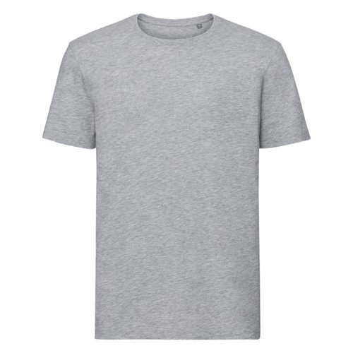 Gray organic cotton T-shirt for men with short sleeves.