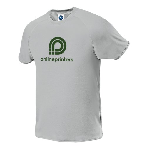 Grey men's sports t-shirt with short sleeves.