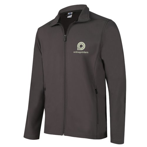 Gray softshell jacket with full zipper and two layers for men.