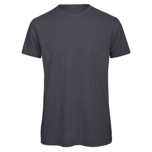 Dark gray cotton T-shirt with short sleeves and crew neck.