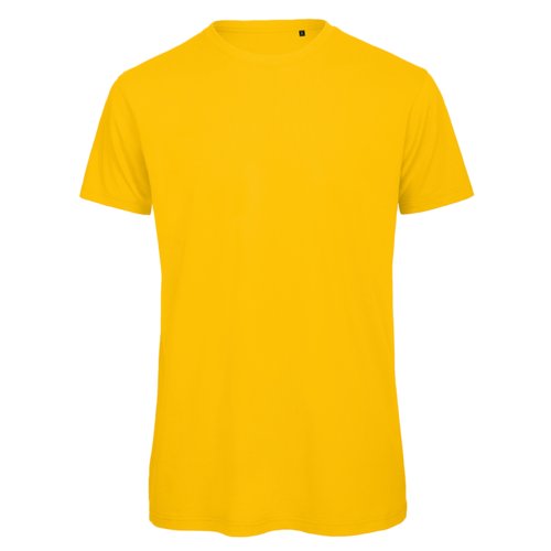 Golden yellow organic cotton t-shirt with short sleeves.