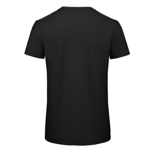 Black organic cotton T-shirt with short sleeves.