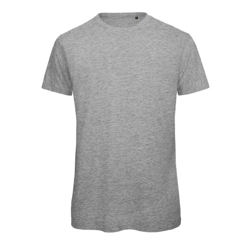 Gray cotton T-shirt with short sleeves and round neck.