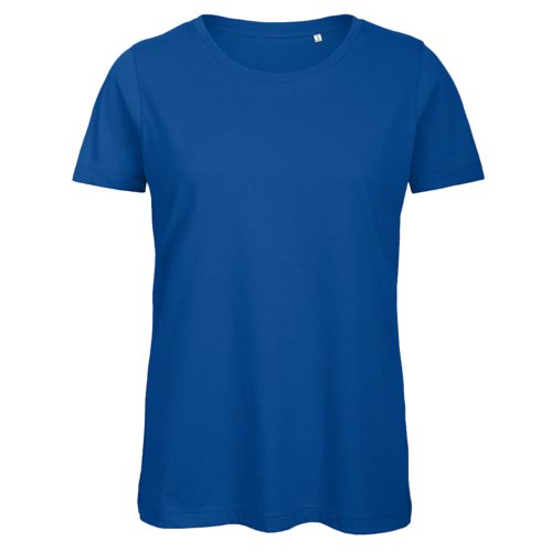 Royal blue organic cotton T-shirt for women with short sleeves.