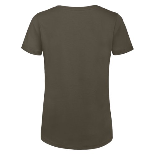 Khaki cotton T-shirt for women with short sleeves.