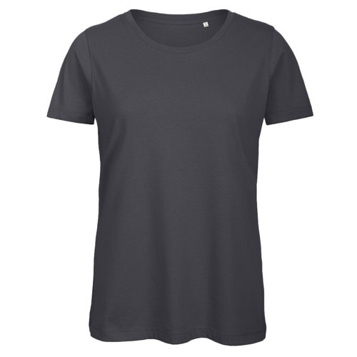 Dark gray cotton T-shirt for women with short sleeves.