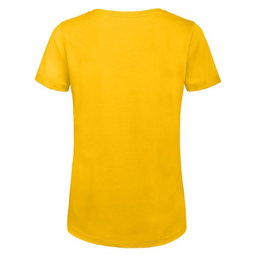 Golden yellow women's T-shirt in organic cotton with short sleeves.