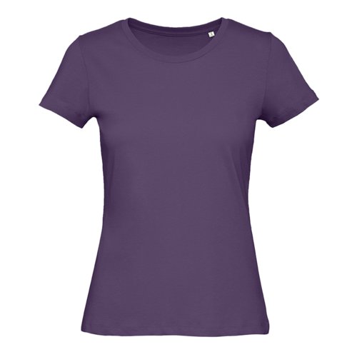 Dark violet organic cotton women's t-shirt with short sleeves.