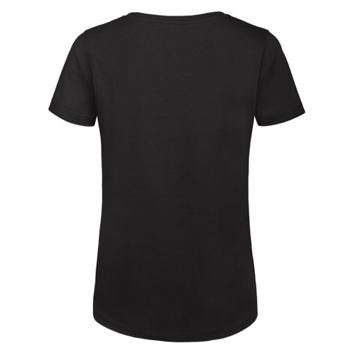 Black women's T-shirt made of organic cotton with short sleeves.