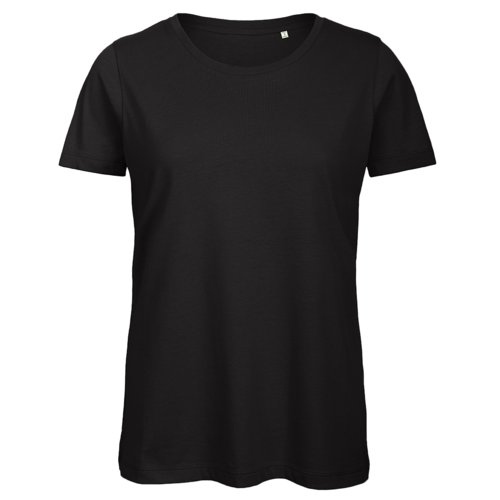 Black cotton women's t-shirt with short sleeves.