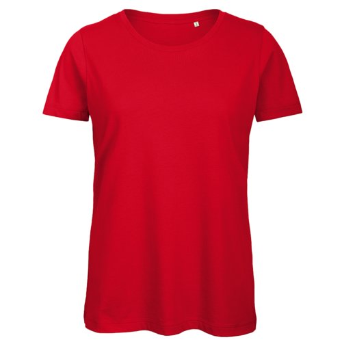 Red women's t-shirt in organic cotton with short sleeves.