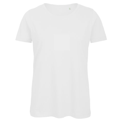 White women's t-shirt made of organic cotton with short sleeves.