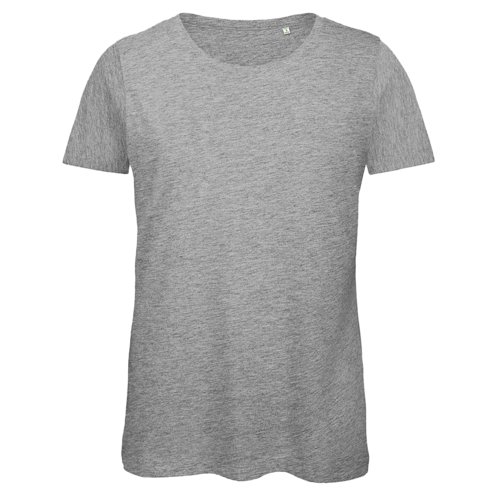 Gray cotton T-shirt for women with short sleeves.