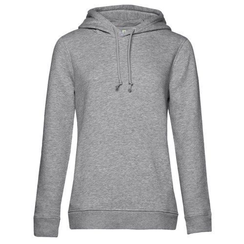 Gray cotton-blend hoodie with hood and drawstring.