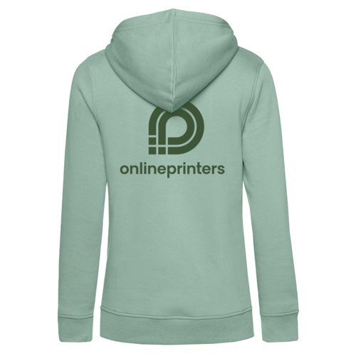 Mint green cotton-polyester hoodie for women with hood.