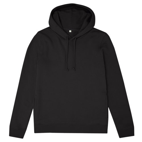 Black cotton-blend hoodie with hood and drawstring, women's.