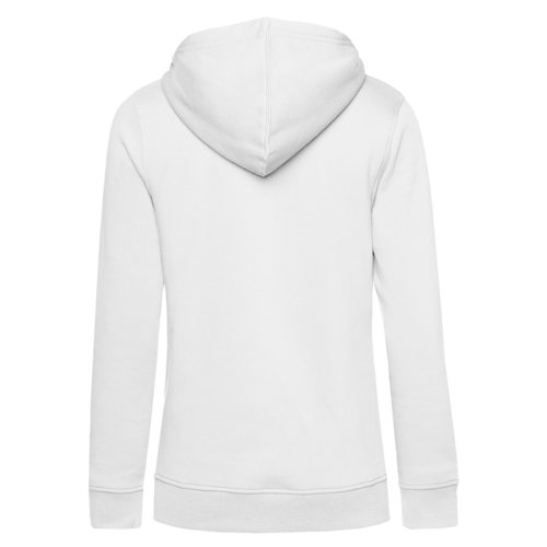 White women's hoodie in organic cotton blend with hood.