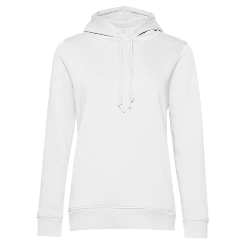 White cotton blend hoodie with hood and drawstring.