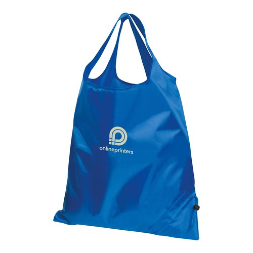Blue convertible bag with drawstring.