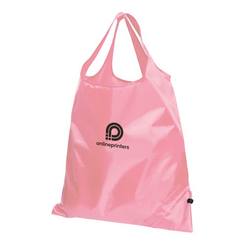 Pink lightweight fabric bag with drawstring.