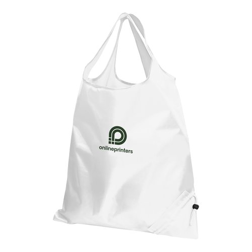 White shape-shifting bag with integrated pouch.