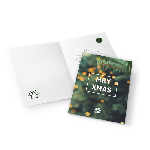 Vertical Christmas folding card for inscriptions.