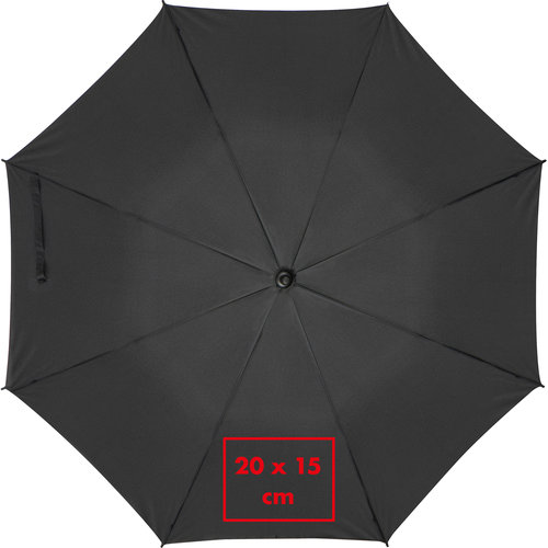 Black umbrella with manual opening mechanism.