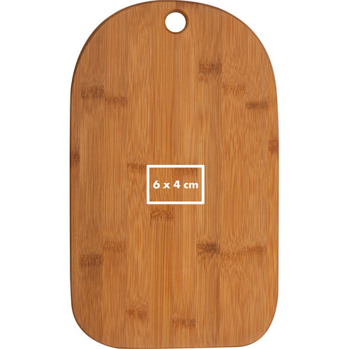Light Bamboo board with rounded edges and hanging hole.