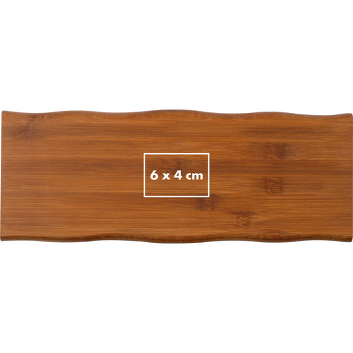 Light bamboo board with rounded edges.