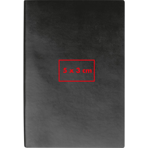 Black hardcover notebook with thread binding.
