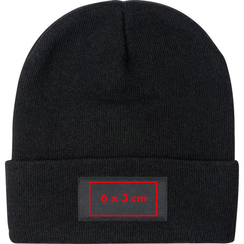 Black fabric beanie with LED light.