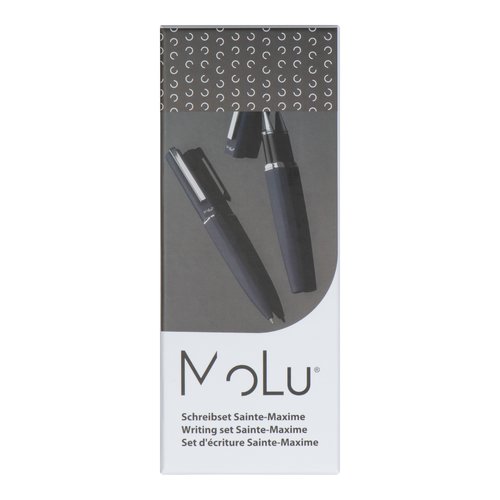 Dark blue writing set with ballpoint pen and rollerball pen.