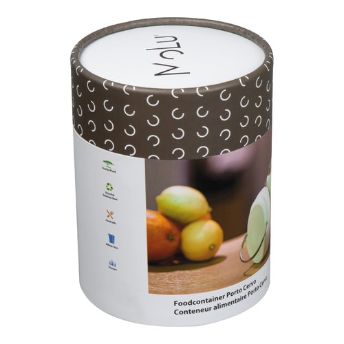White wooden food container with lid.