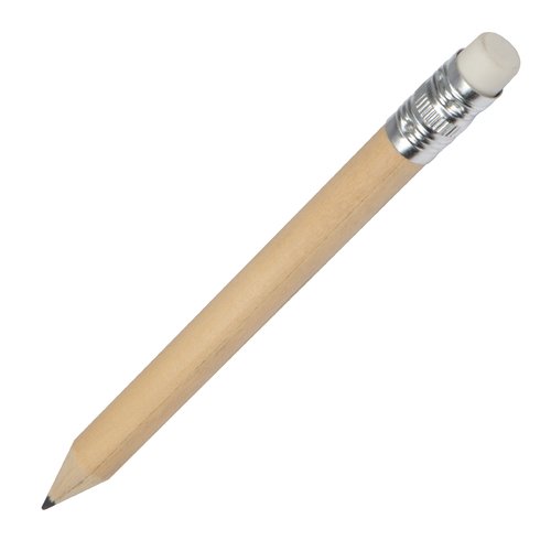 Beige wooden mini pencil with eraser.