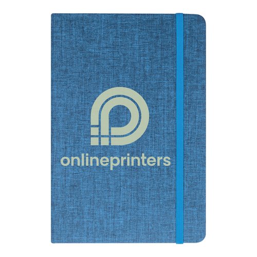 Blue notebook with elastic closure.