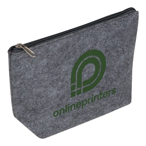 Anthracite RPET cosmetic bag with zipper.