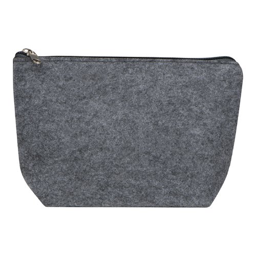 Anthracite RPET cosmetic bag with zipper.