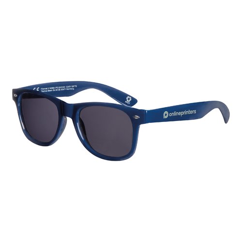 Dark blue RPET sunglasses with dark lenses.