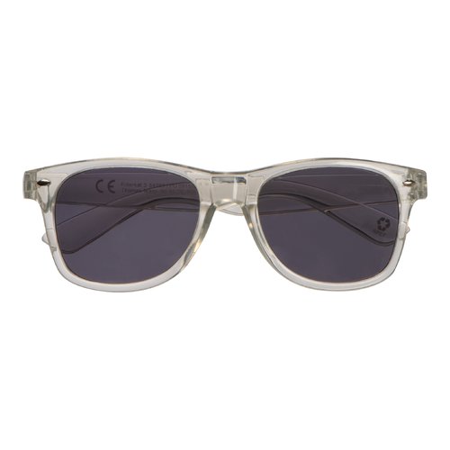 Transparent RPET Sunglasses with dark lenses.