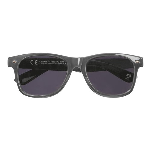 Anthracite RPET sunglasses with dark lenses.