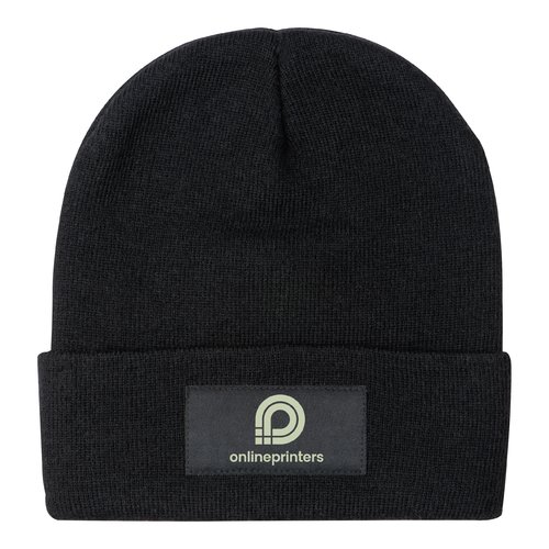 Black knitted beanie with LED light.