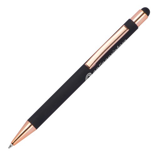Black metal ballpoint pen with touch pen tip.