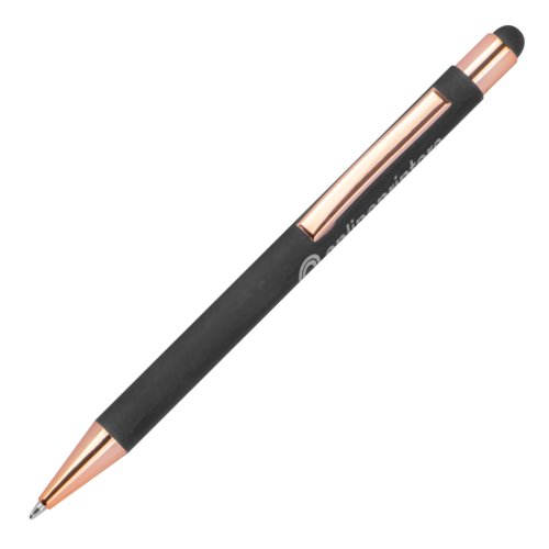 Anthracite ballpoint pen with touch pen function and clip.